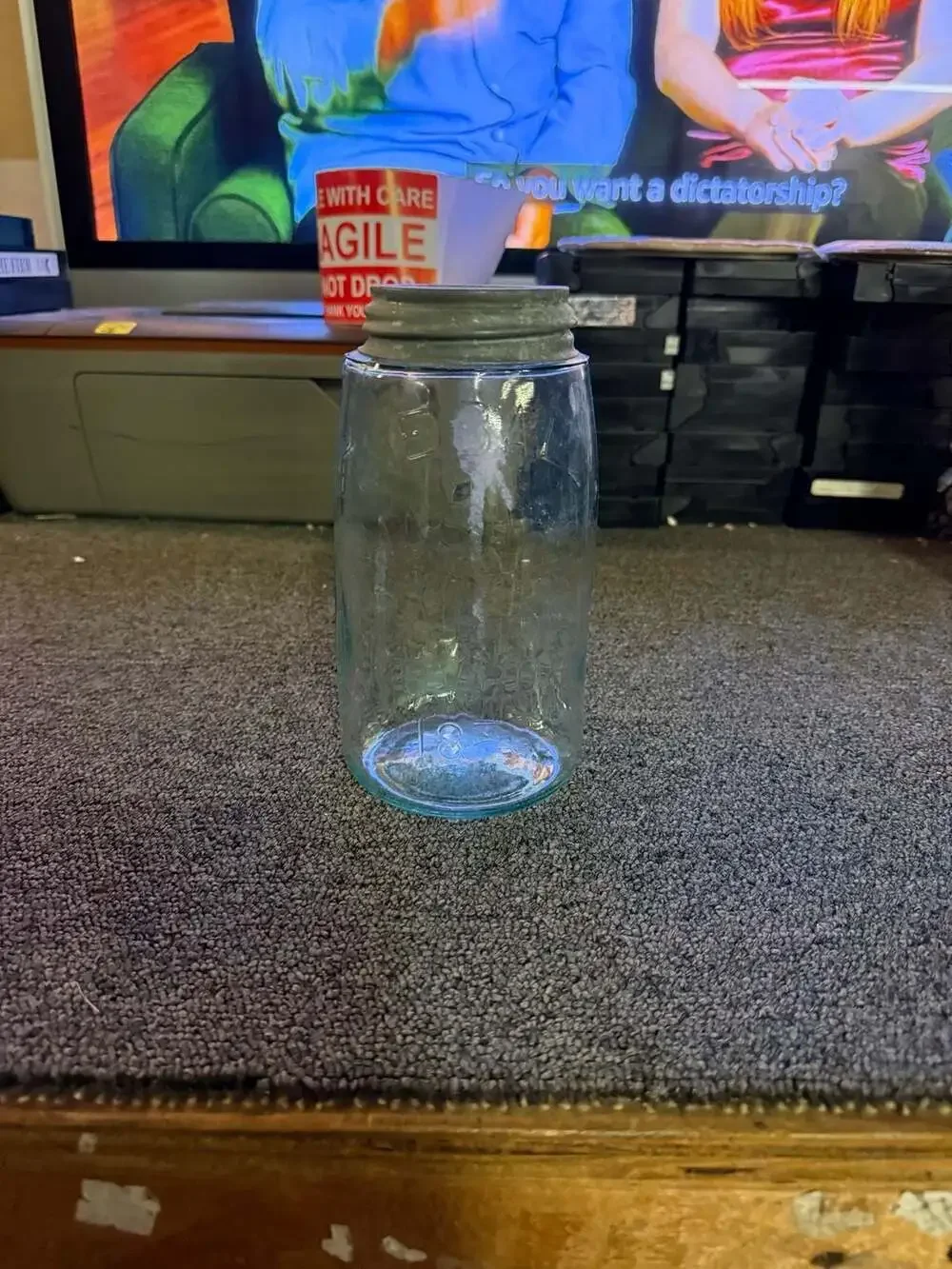 Vintage Blue Glass Mason Jars - Atlas Strong Shoulder Mason & Ball Perfect Mason
